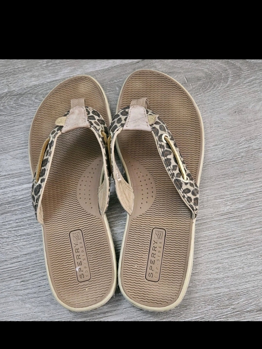 Sperry Top-Sider Seafish Women's Flip Flop Sandals Leopard Print Leather